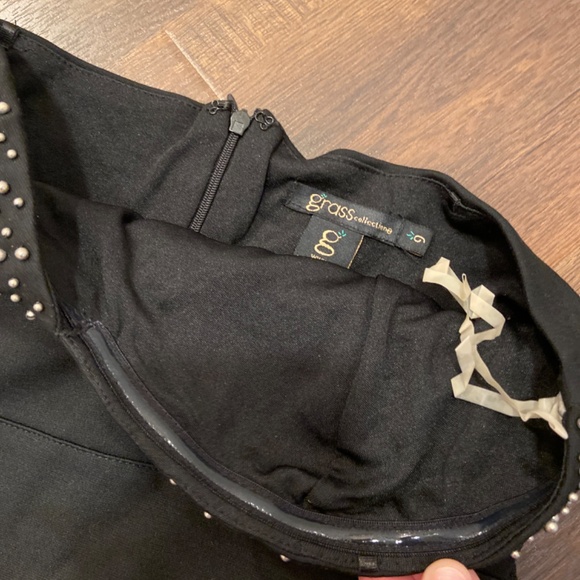 GRASS COLLECTION BLACK BANDAGE BODYCON STUDDED STRAPLESS  MINI DRESS SZ 9 - Picture 8 of 12